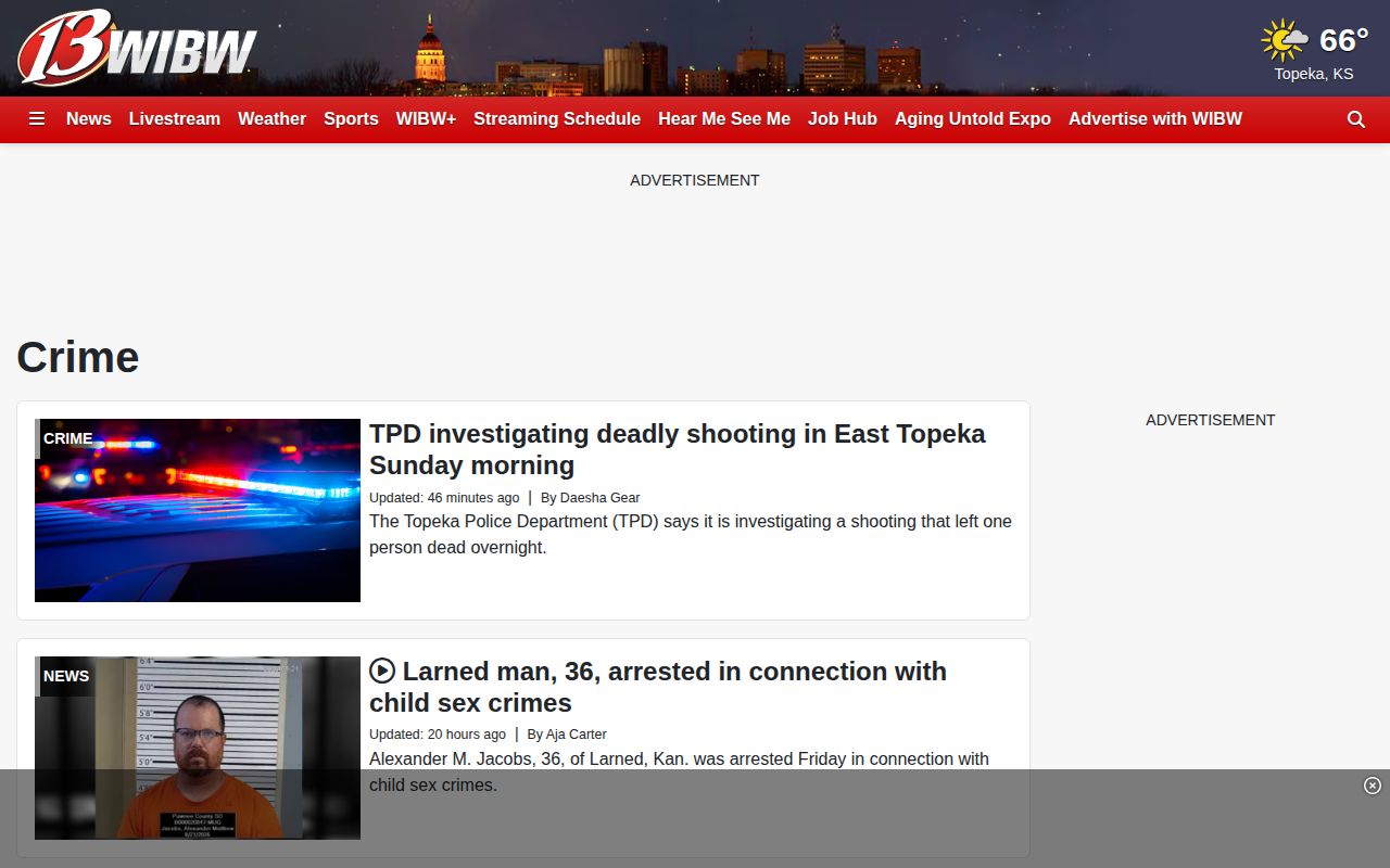 WIBW regional Morris County crime news section