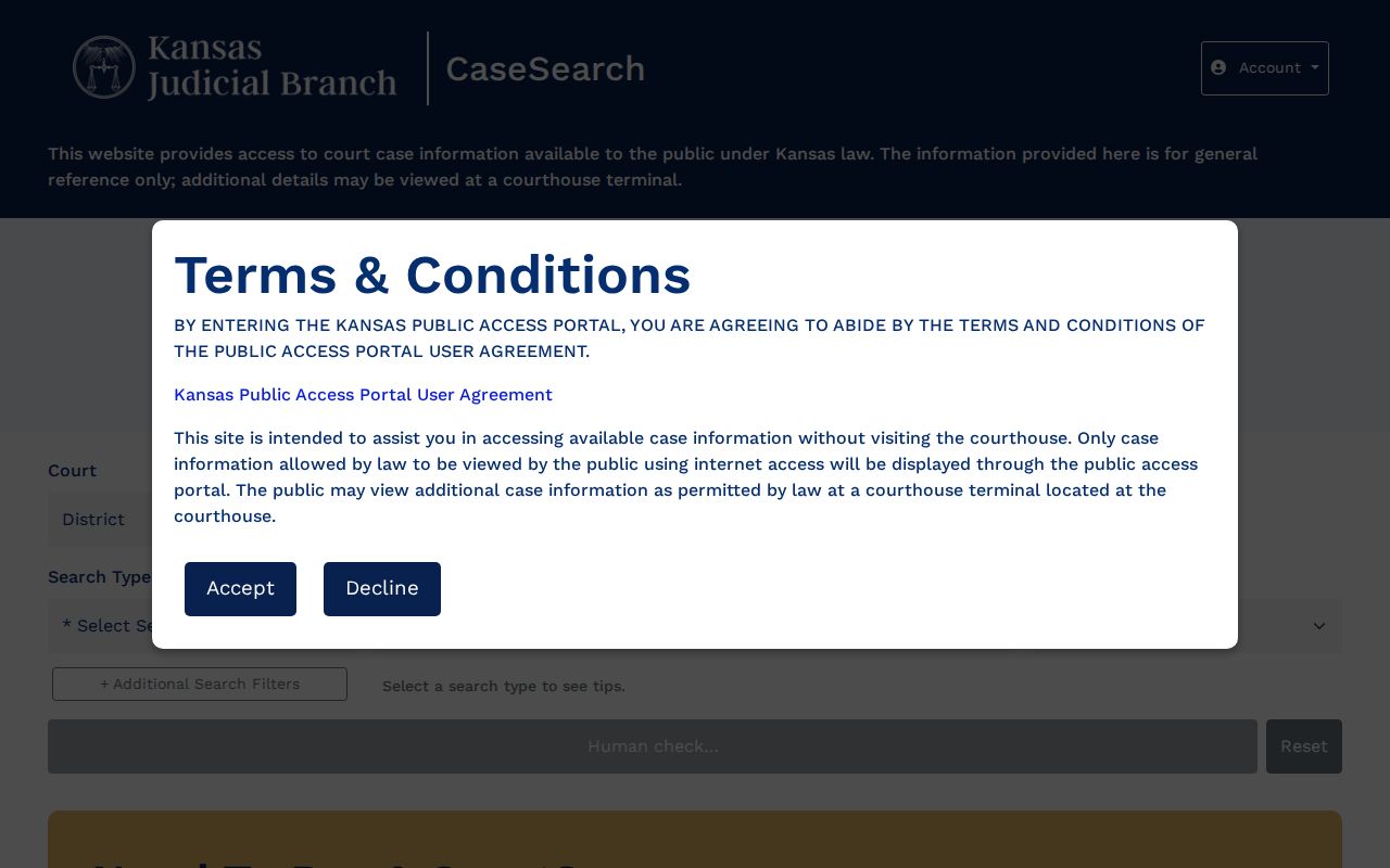 Kansas court search for Morris County arrest disposition records